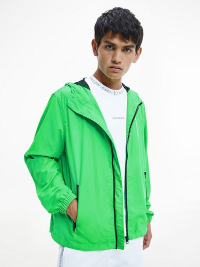Calvin Klein Ruhák HU195096 | Calvin Klein Back Logo Hooded Férfi Dzseki Türkiz